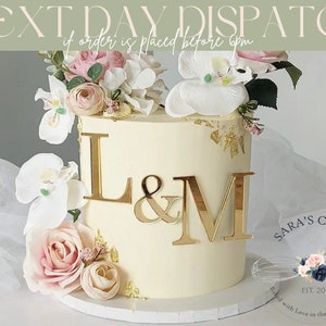 Wedding Initials Monogram Acrylic Cake Topper image 1