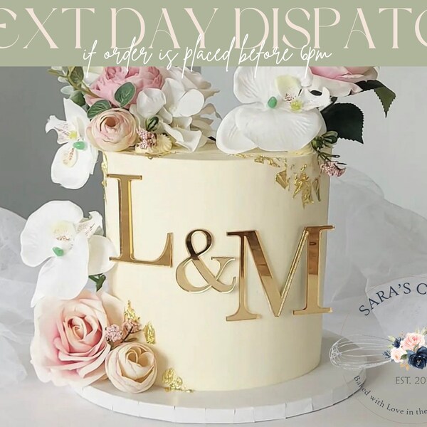 Wedding Initials Monogram Acrylic Cake Topper