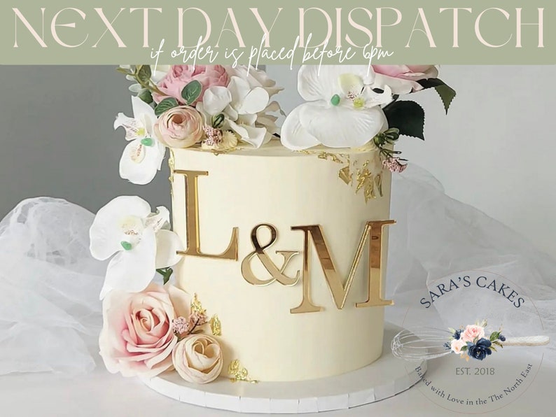 Wedding Initials Monogram Acrylic Cake Topper image 1