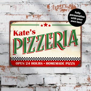 Personalised Pizzeria Sign: Rustic Metal Pizza Oven Decor