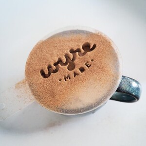 Personalised Coffee Stencil Custom Logo Barista Art Tool Reusable Hot Chocolate Cappuccino Decoration