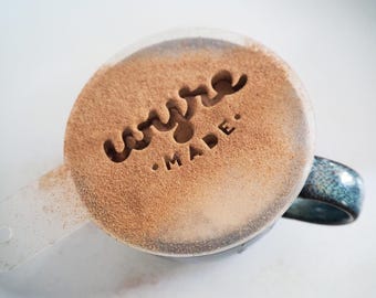 Personalised Coffee Stencil Custom Logo Barista Art Tool Reusable Hot Chocolate Cappuccino Decoration