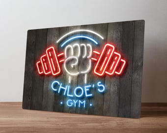 Personalised Home Gym Sign – Custom Faux Neon Workout Decor – Fitness Studio Wall Art in A5, A4, A3