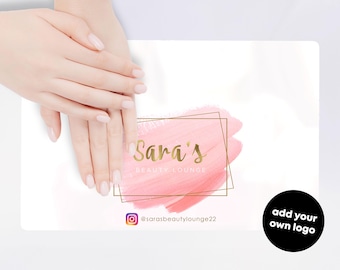 Personalised Nailfie Backdrop Mat – Custom Business Logo Manicure Mat – Professional Salon Photo Prop in A4, A3