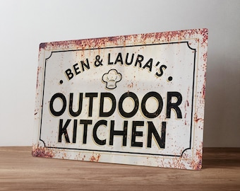Personalised Alfresco Outdoor Kitchen Dining Sign – Custom Metal Garden Bar Decor (A5, A4, A3)