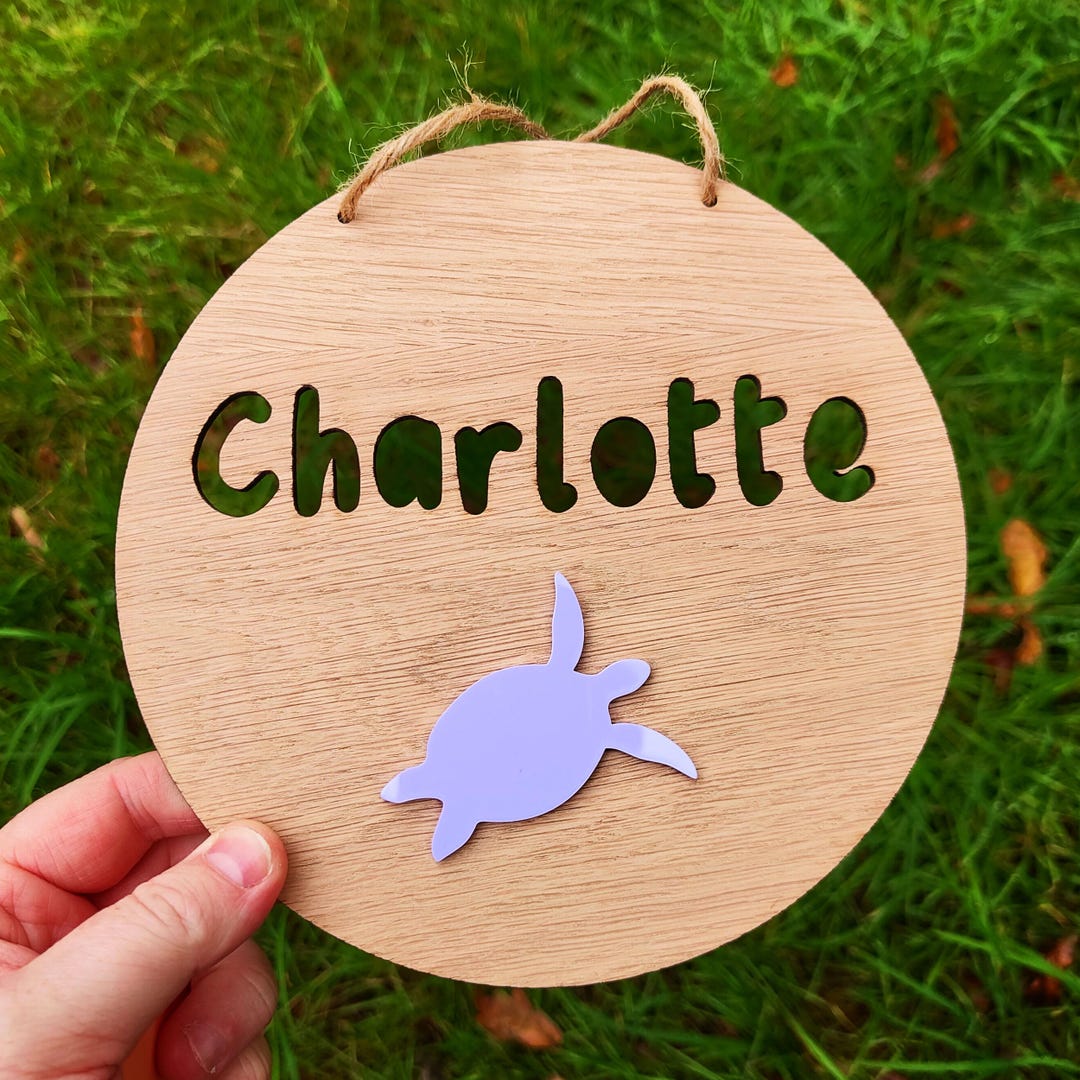 Personalised Turtle Name Hanging Sign – Kids Bedroom Wall Sign, Turtle ...