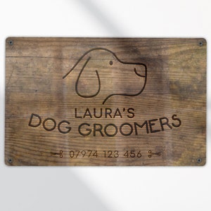 Personalised Dog Groomers Sign / Custom Dog Grooming Decor / Metal Wall Sign / Dog Grooming Business