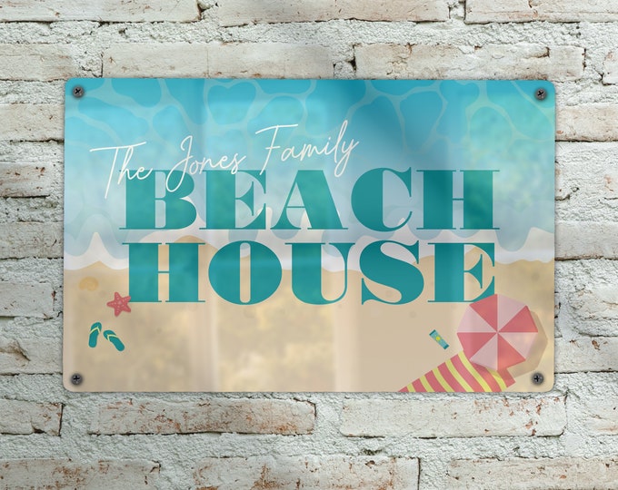 Personalised Beach House Sign / Metal Beach House Decor / Outdoor Garden Sign / Custom Sign