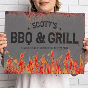 Personalised BBQ Area Metal Sign Custom Grill Wall Decor for Garden or Barbecue Space