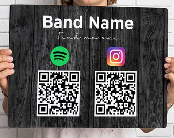 Personalised Musician QR Code Sign – Metal Merch Table Display (A5, A4, A3)