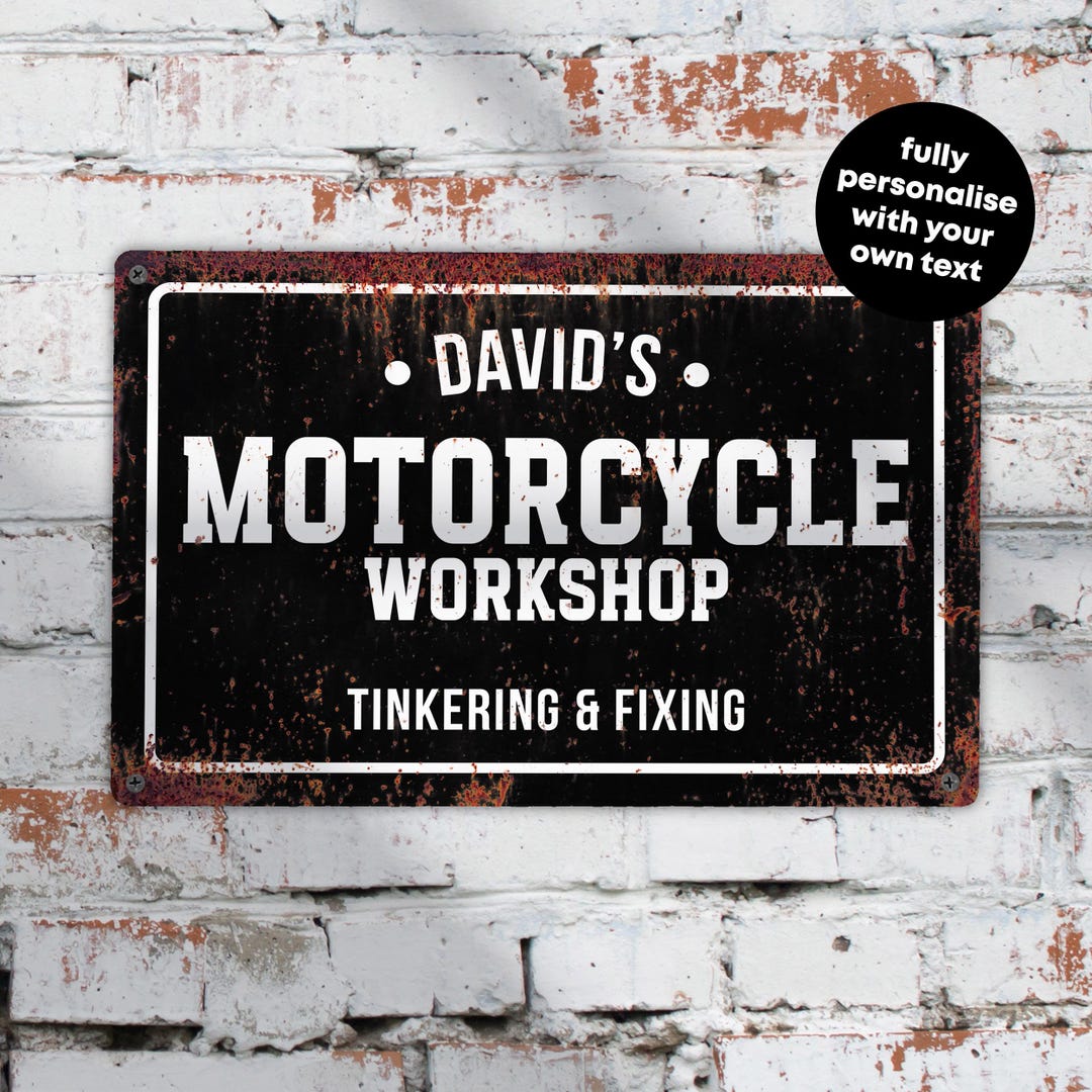 Personalised Motorcycle Garage Sign: Retro Biker Man Cave Decor - Etsy