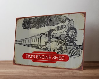 Personalised Vintage Railway Sign – Custom Metal Station Totem – Train Enthusiast Gift in A5, A4, A3