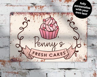 Personalised Bakery Metal Sign – Custom Cake Shop Wall Art (A5, A4, A3)