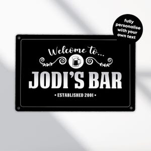 Personalised Cocktail Bar Sign: Custom Metal Wall Art for Home Bar