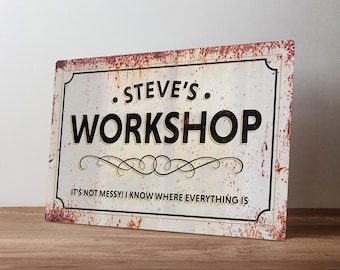 Personalised Vintage Garage Sign – Custom Metal Car Enthusiast Decor – Retro Workshop Wall Art in A5, A4, A3