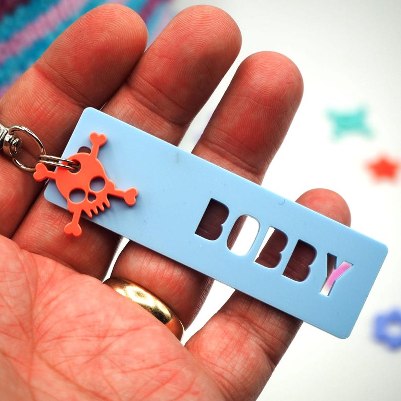 Personalised Name Keyring / School Bag Keyring With Charm / Keychain