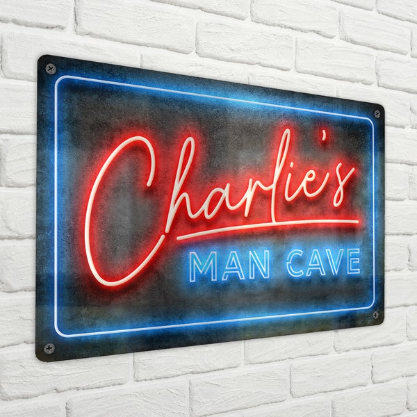 Personalised Man Cave Sign / Decor / Neon Style / Mancave / Wall Decor / Personalised / Custom / Printed Sign