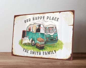 Personalised Caravan Sign – Custom Metal Motorhome Plaque – Camping Wall Art in A5, A4, A3