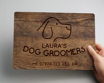 Personalised Dog Grooming Salon Sign Custom Metal Wall Art Pet