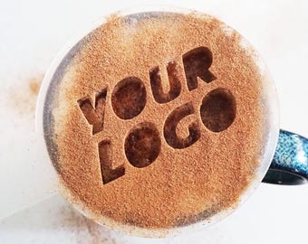 Personalised Coffee Stencil Custom Logo Barista Art Tool Reusable Cafe Latte Cappuccino Decoration