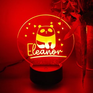 Personalised Panda Night Light: Custom LED Kids Room Decor