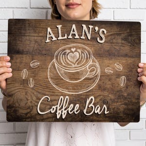 Personalised Coffee Bar Sign: Custom Metal Kitchen Decor