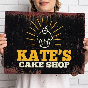 Personalised Cake Shop Sign Custom Metal Bakery Wall Decor