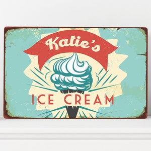 Personalised Metal Ice Cream Sign / Custom / Ice Cream Parlour / Ice Cream Shop / Retro / Rustic / Vintage Sign / Gift