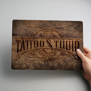Personalised Tattoo Studio Sign: Custom Metal Wall Art, Man Cave Decor