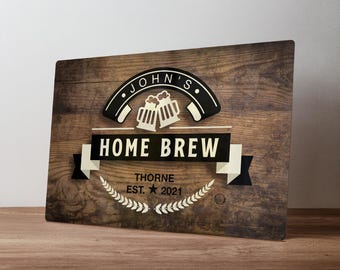 Personalised Home Brew Sign – Custom Metal Microbrewery Decor – Beer Making Gift in A5, A4, A3