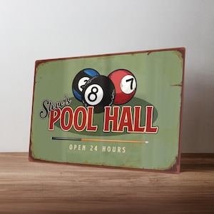 Personalised Billiards Room Sign – Custom Metal Pool Hall Decor – Games Room & Snooker Wall Art in A5, A4, A3