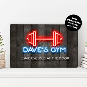 Personalised Neon Effect Gym Sign: Custom Metal Wall Art
