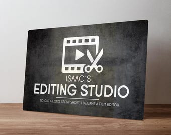 Personalised Editing Studio Sign – Custom Metal Edit Suite Decor – Videographer & Content Creator Wall Art in A5, A4, A3
