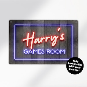 Personalised Gaming Room Sign: Neon Style Gamer Decor