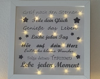 Personalized Illuminated Picture Frame Light Frame Illuminated Picture Birth Stars Starlight Gift