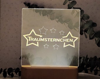 Illuminated acrylic disc LED night light as a gift friends family stars * personalizable * communion