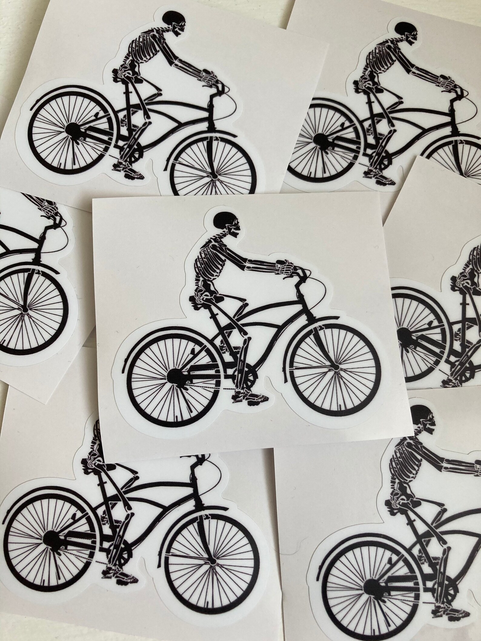 3 Skeleton Riding a Bike Stickers Etsy