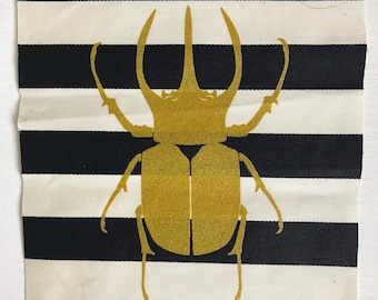 Gold Stag Beetle on stripes Patch
