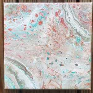 Beachy farbige Orange, Petrol, weiß und Silber Acryl-Malerei