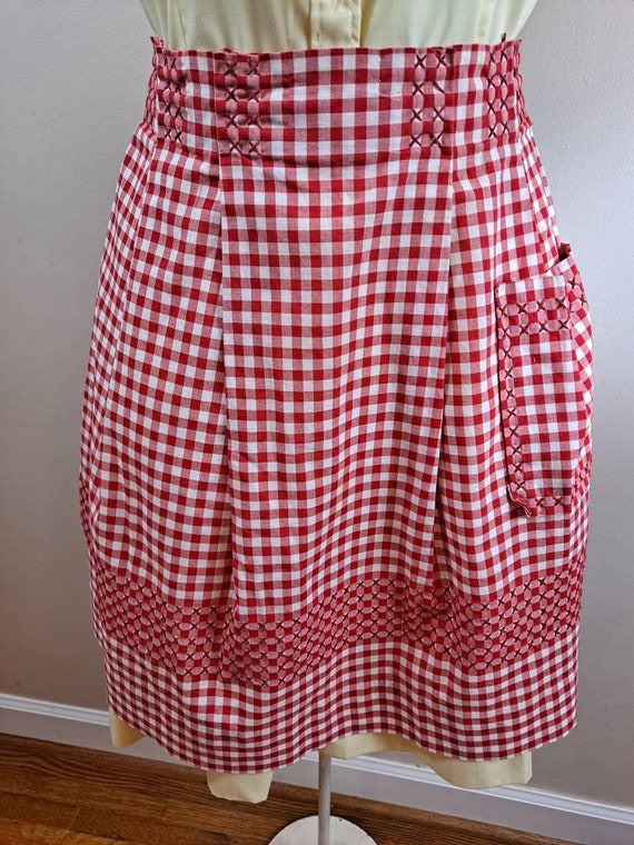 Red Gingham Apron - image 1