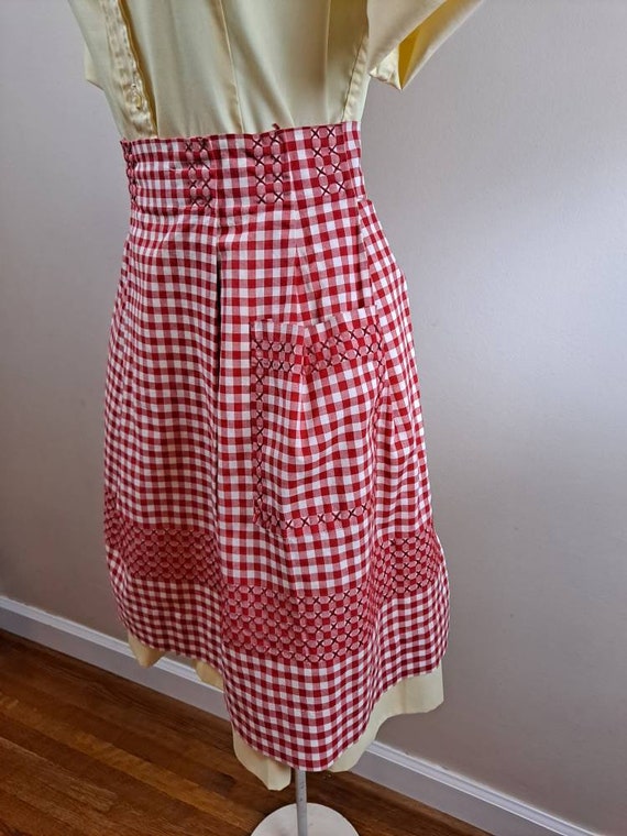 Red Gingham Apron - image 3