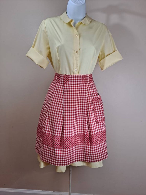 Red Gingham Apron - image 2