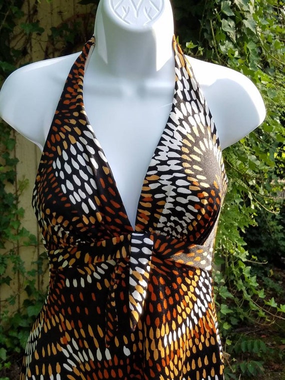 70s vintage halter dress by Deweese Designs