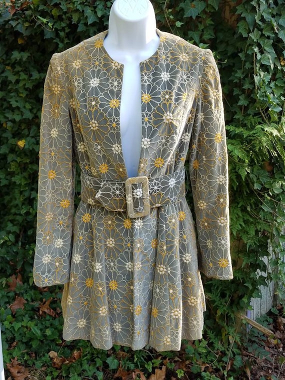 Vintage 1970s velvet belted designer jacket.