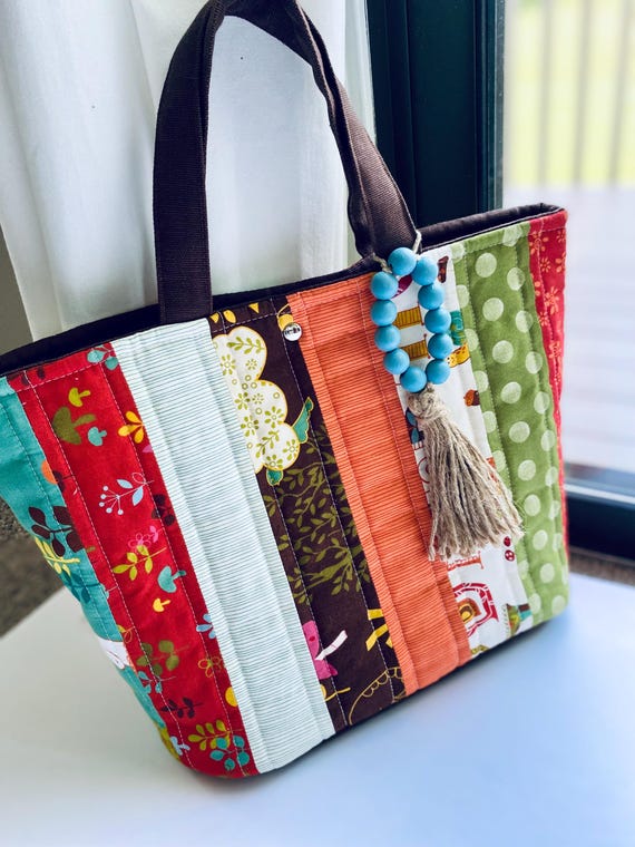 AMBUSH® PATCHWORK TOTE BAG Handmade Quilted Patchwork Tote Bag: Extra Large Autumn Floral