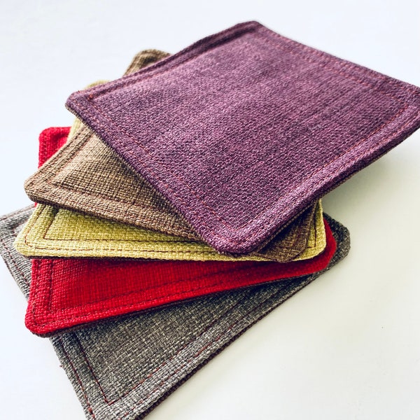 Linen and canvas Autumn coasters, pick your colors quality coasters, Minimalist fabric coaster, Zero Waste idea, Housewarming gift ideas