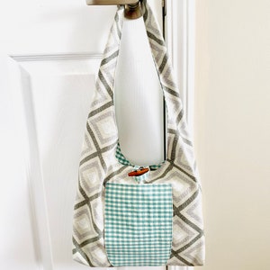 Sac à bandoulière réversible, sac bohème, sac minimaliste, sac décontracté de tous les jours, sac de bibliothèque, cadeau d'anniversaire, sac lavable unisexe, zéro déchet, cadeau