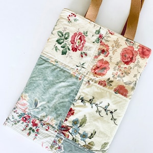 recréé fourre-tout en patchwork floral, housse pour MacBook Air 13 pouces M1 MacBook Pro, étui de protection pour livre électronique, sac à bandoulière rembourré en éventail vintage