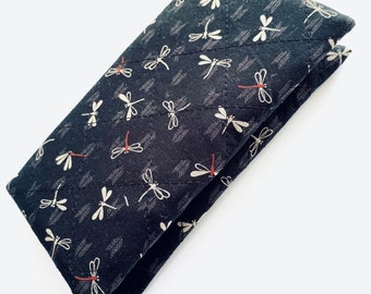 Scheckbuch Brieftasche, japanische Iphone Hülle, gesteppte Scheckbuch Ordner, Geschenk für Papa, japanischer Stoff, Smartphone Hülle Libelle, unisex Geschenk