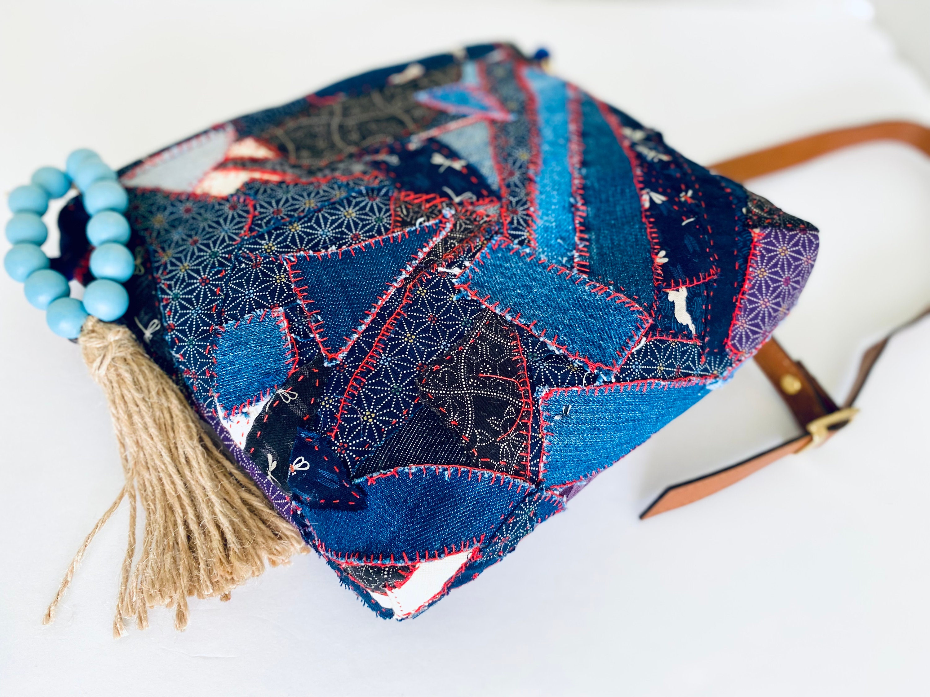 Japanese Boro Crossbody Bag: Sevenberry Patchwork, Vegan Leather